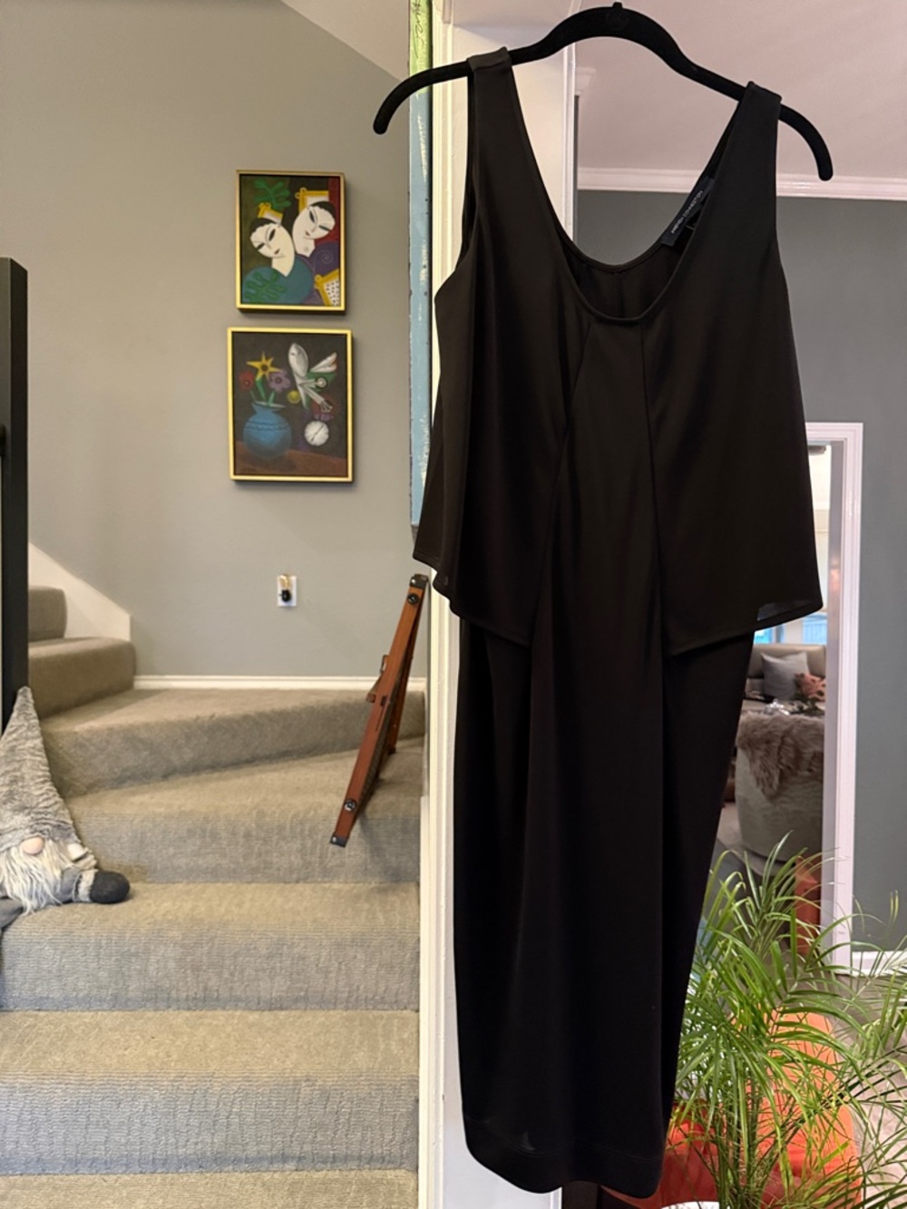 French Connection Black Sleeveless Midi Overlay Dress
